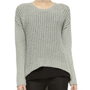 THE FISHER PROJECT Womens Large Gray Chunky Merino Knit Hi Lo Sweater